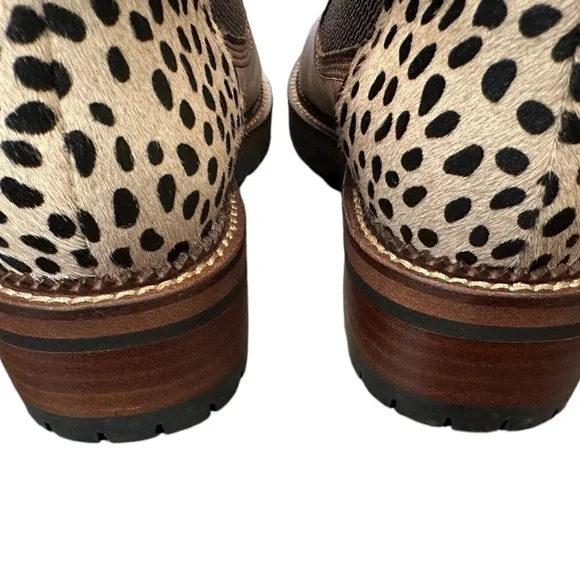 Vintage Havana Cognac/Leopard print boots with real calf fur size 7 - Picture 4 of 9